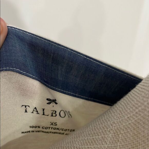 Talbots Cream and Blue Asymmetrical Nautical Blouse with shirt Tails - Picture 3 of 9